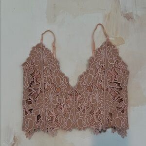 Floral Lace Crop Top in Soft Pink